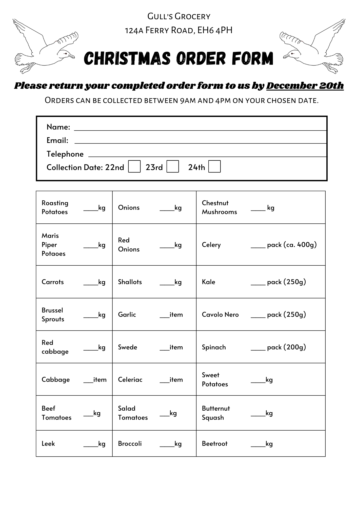 Christmas Veg Box Deposit